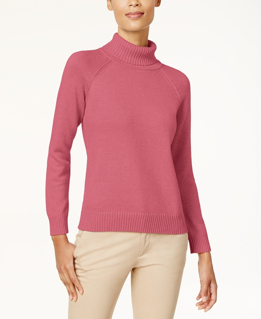 Karen Scott Women's Cotton Turtleneck Sweater Pink Size Petite Small