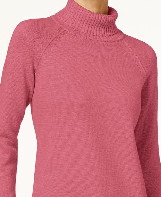 Karen Scott Women's Cotton Turtleneck Sweater Pink Size Petite Small