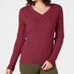 Karen Scott Women's Cotton V Neck Sweater Pink Size X-Large