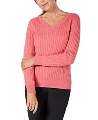 Karen Scott Women's Cotton V Neck Sweater Pink Size XX-Large