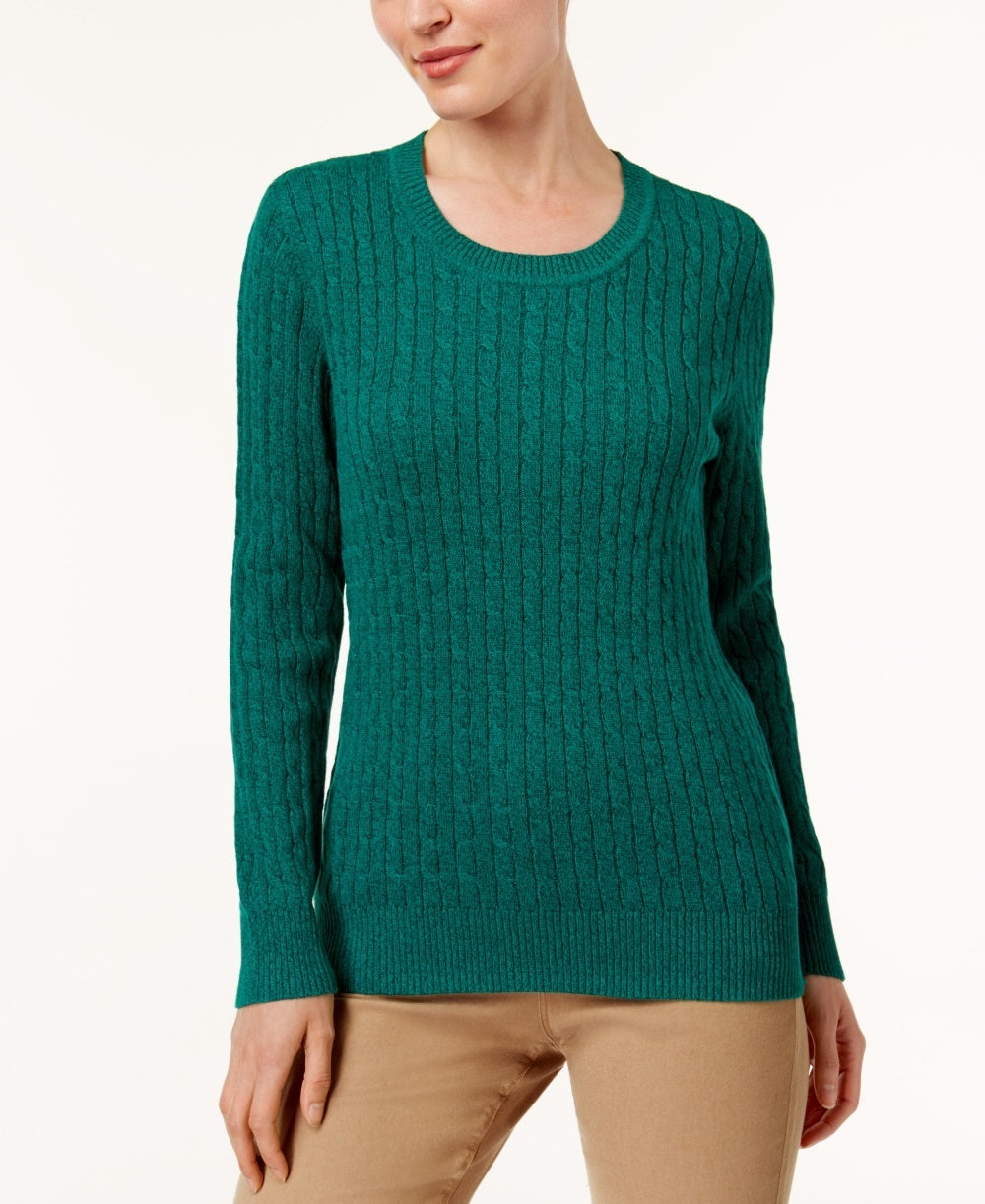 करेन स्कॉट महिलाओं के लिए कॉटन मार्ल्ड-निट स्वेटर डार्क ग्रीन साइज़ एक्स-लार्ज