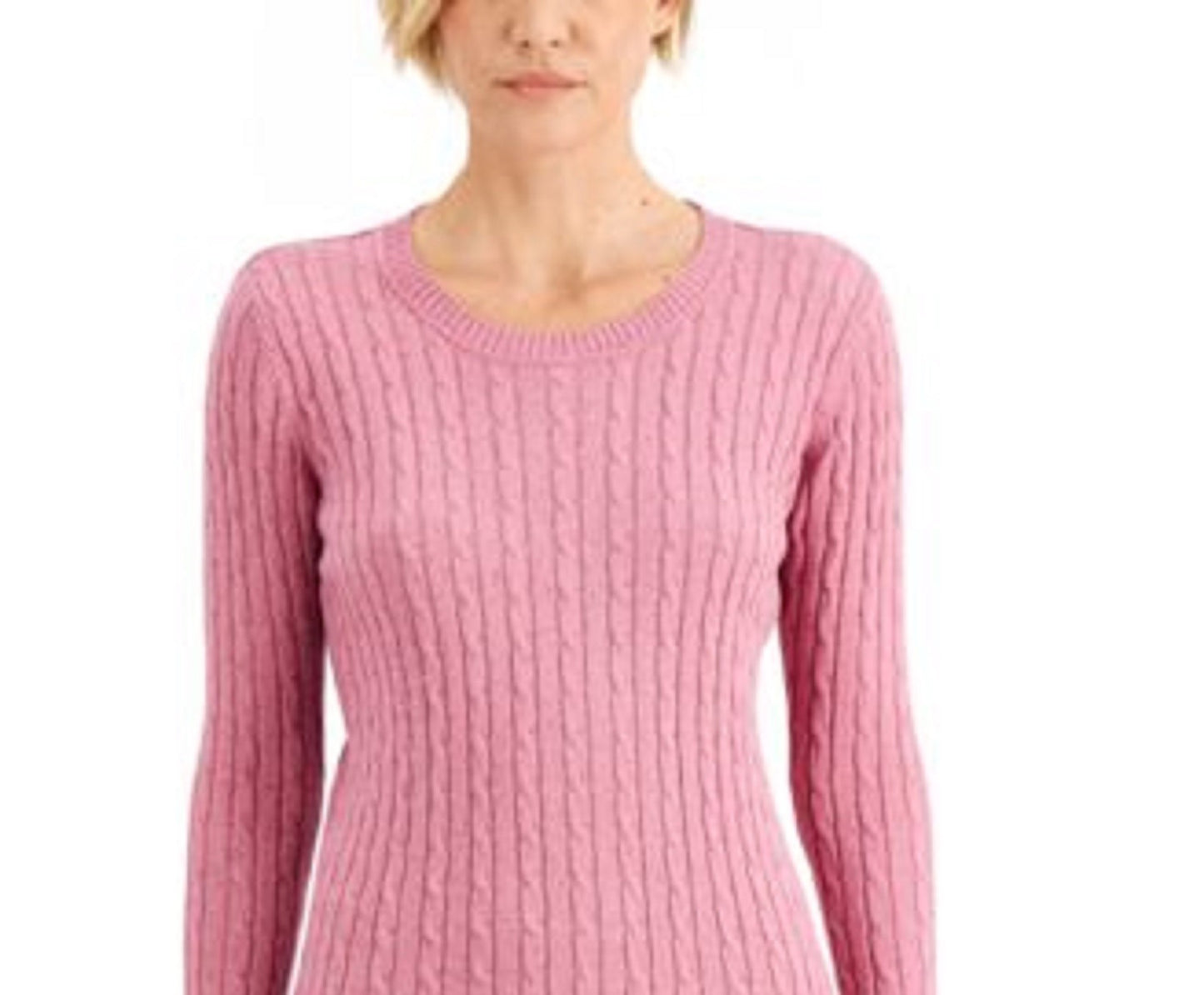 Karen Scott Women's Cable-Knit Sweater Pink Size X-Large