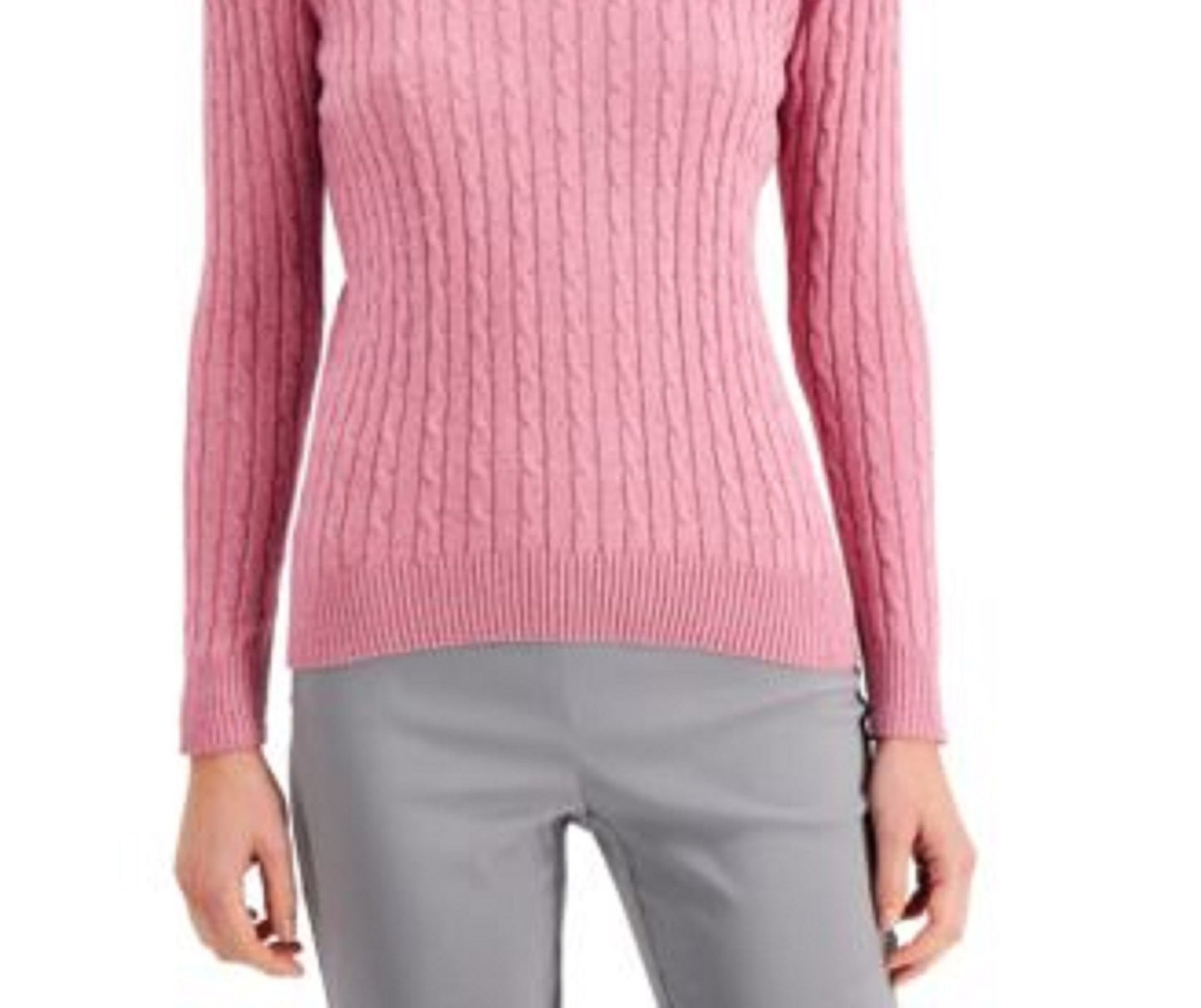 Karen Scott Women's Cable-Knit Sweater Pink Size X-Large