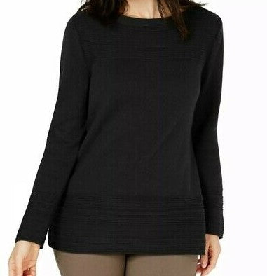 Karen Scott Women's Cotton Boat Neck Sweater Black Size Large