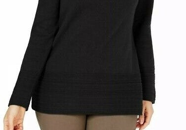 Karen Scott Women's Cotton Boat Neck Sweater Black Size Large