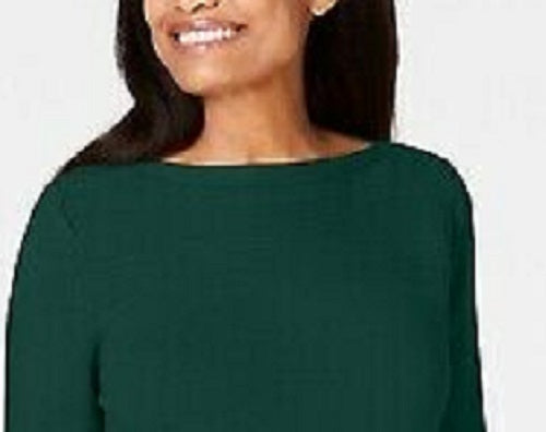Karen Scott Women's Cotton Boat-Neck Sweater Green Size Large
