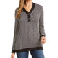 Karen Scott Women's Contrast-Trim Textured Cotton Sweater Black Size Large