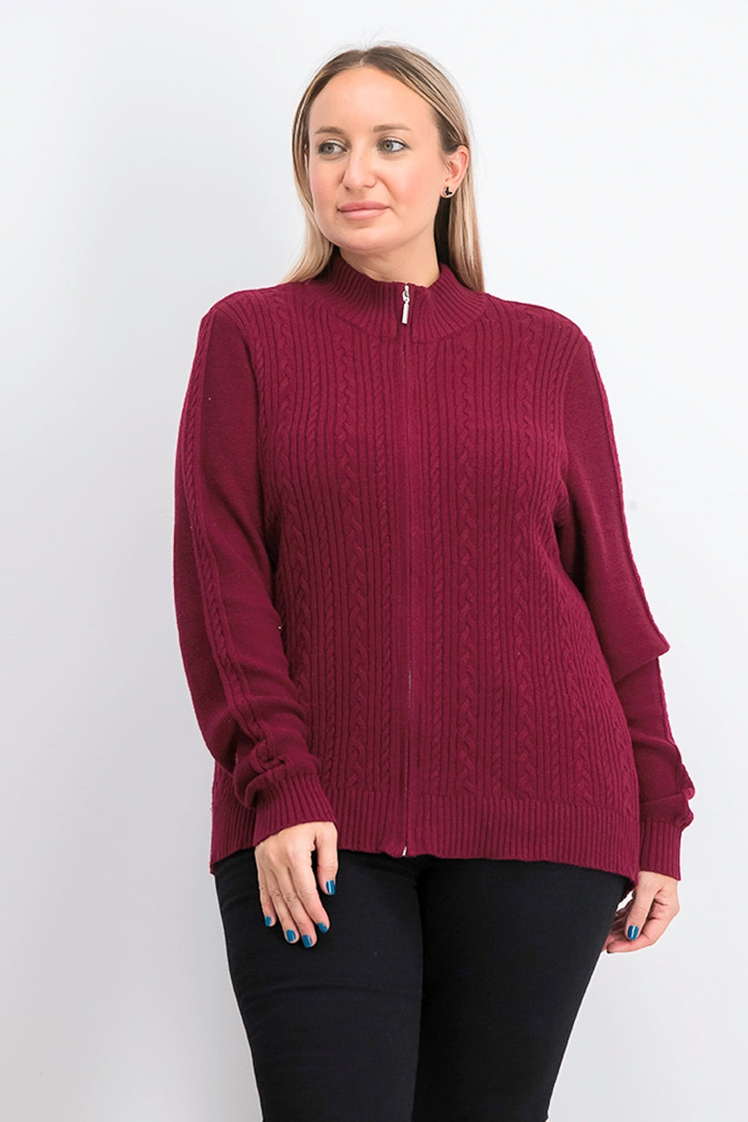 Karen Scott Women's Plus Size Cable Knit Cardigan Sweater Red Size 1X