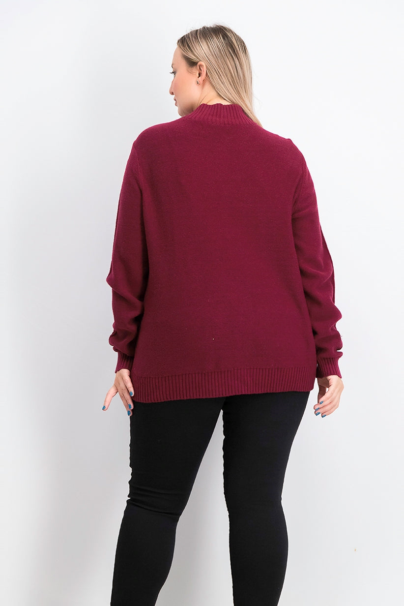 Karen Scott Women's Plus Size Cable Knit Cardigan Sweater Red Size 1X