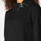 Karen Scott Women's Cotton Zip-Neck Sweater  Black Size X-Small