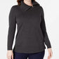 Karen Scott Women's Cotton Zip Neck Sweater Charcoal Size Small
