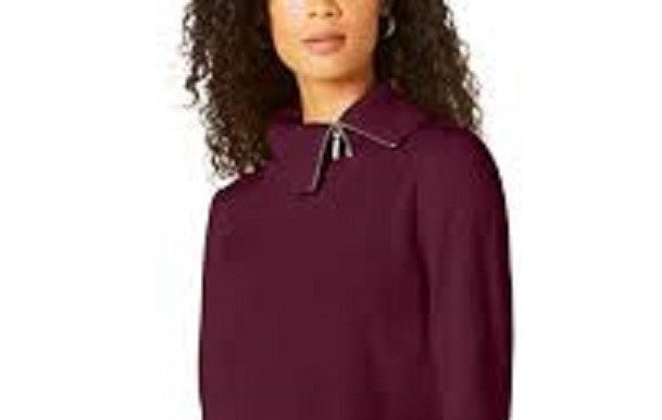 Karen Scott Women's Cotton Zip Neck Sweater Purple Size Small