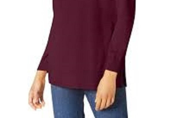 Karen Scott Women's Cotton Zip Neck Sweater Purple Size Small