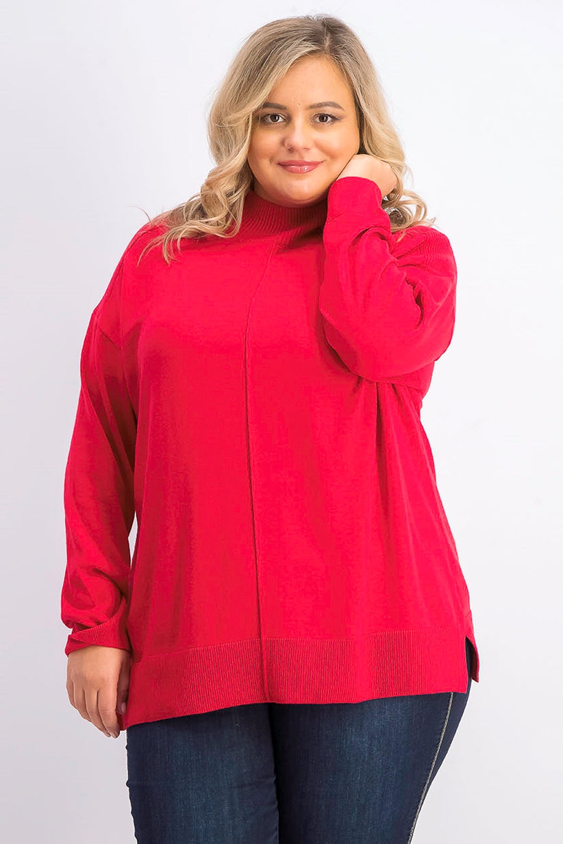 Karen Scott Women's Plus Size Cotton Mock-Neck Sweater Red Size 1X