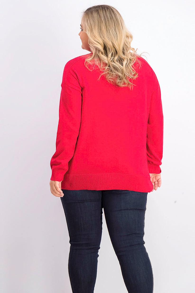 Karen Scott Women's Plus Size Cotton Mock-Neck Sweater Red Size 1X