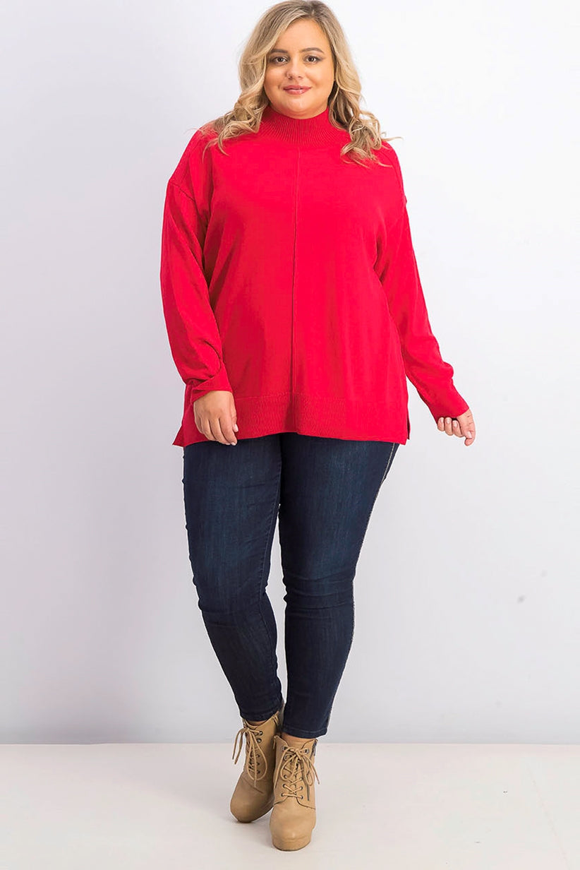 Karen Scott Women's Plus Size Cotton Mock-Neck Sweater Red Size 1X