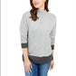 Karen Scott Women's Erin Cotton Colorblocked Mock Neck Sweater Charcoal Size X-Large