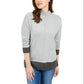 Karen Scott Women's Erin Cotton Colorblocked Mock Neck Sweater Charcoal Size XX-Large