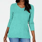 Karen Scott Women's Cotton Mixed Stitch Sweater Blue Size Small