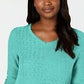 Karen Scott Women's Cotton Mixed-Stitch Sweater Blue Size Small