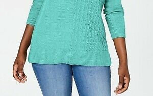 Karen Scott Women's Cotton Mixed Stitch Sweater Blue Size Small