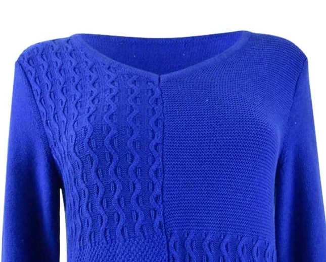 Karen Scott Women's Cotton Mixed-Stitch Sweater Blue Size X-Small