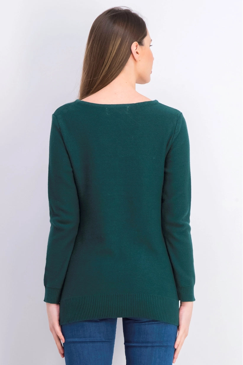 Karen Scott Women's Cotton Mixed-Stitch Sweater Green Size Extra Small