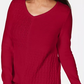Karen Scott Women's Cotton Mixed-Stitch Sweater Bright Red Size Medium
