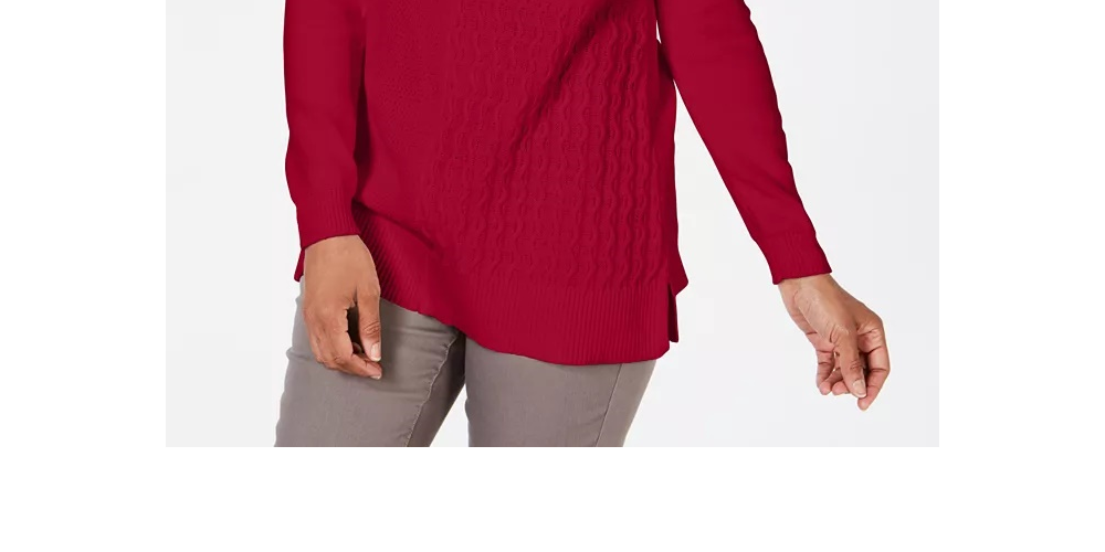 Karen Scott Women's Cotton Mixed-Stitch Sweater Bright Red Size Extra Large