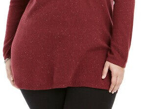 Karen Scott Women's Curved Hem Tunic Red Size 2X