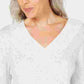 Karen Scott Women's V-Neck Long-Sleeve Sweater Natural Size X-Small