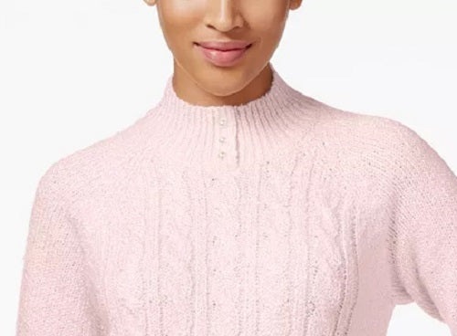 Karen Scott Women's Cable-Knit Sweater Dark Pink Size Petite Small