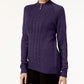 Karen Scott Women's Mock Neck Cable Knit Sweater Purple Petite Small