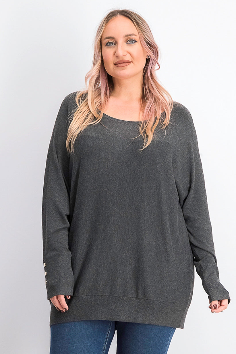 JM Collection Women's Dolman Sweater Grey Size 1X