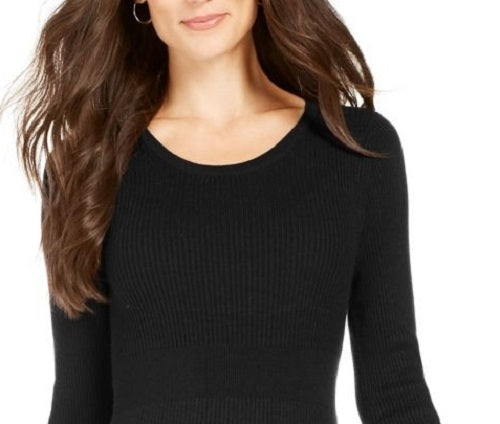 Style & Co Women's Ribbed Knit Sweater Dress Black Size Large