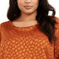 Alfani Women's Plus Printed Angel-Sleeve Bubble Top Brown Size 2X
