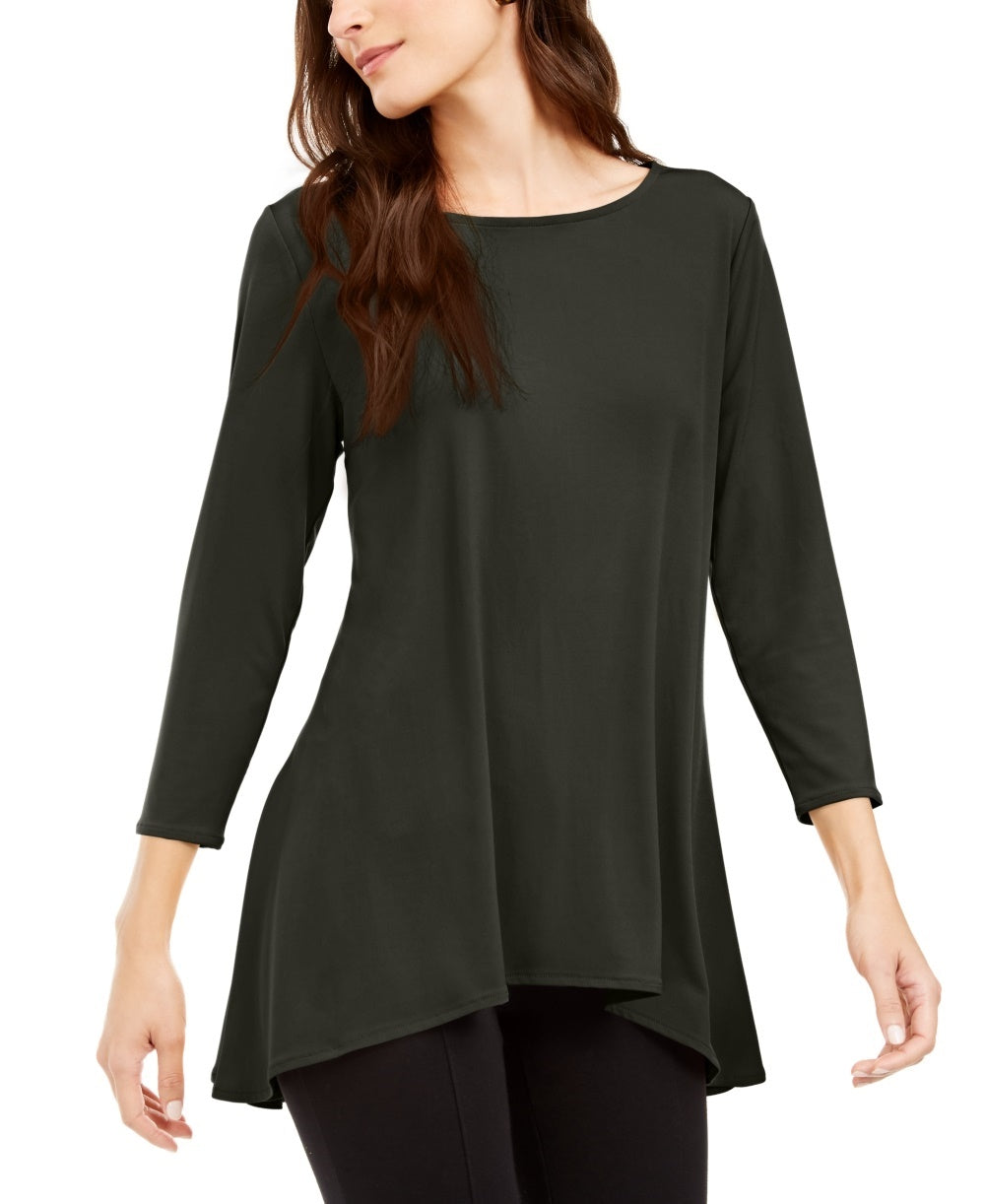 Alfani Women's High-Low Tunic Dark Black Size Small