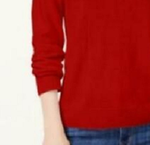Karen Scott Women's Zip-Back Mock-Neck Sweater Mediun Red Size Small