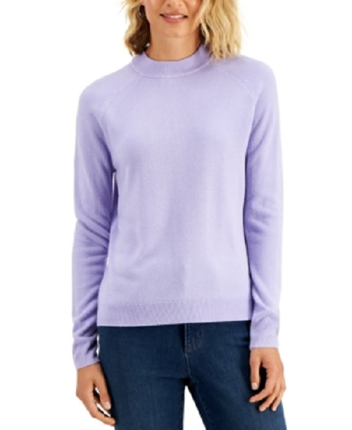 Karen Scott Women's Petite Mock-Neck Sweater Purple Size Small