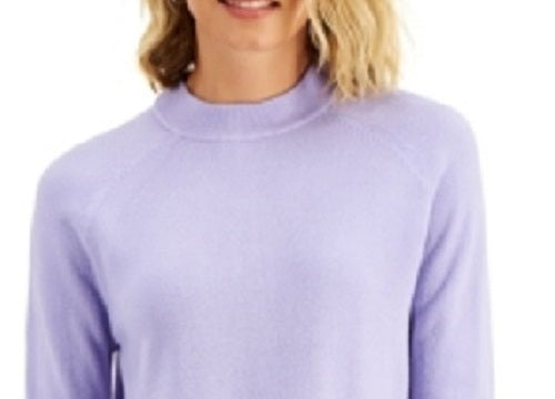 Karen Scott Women's Petite Mock-Neck Sweater Purple Size Small