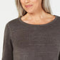 Karen Scott Women's Textured-Stripe Sweater Gray Size Small