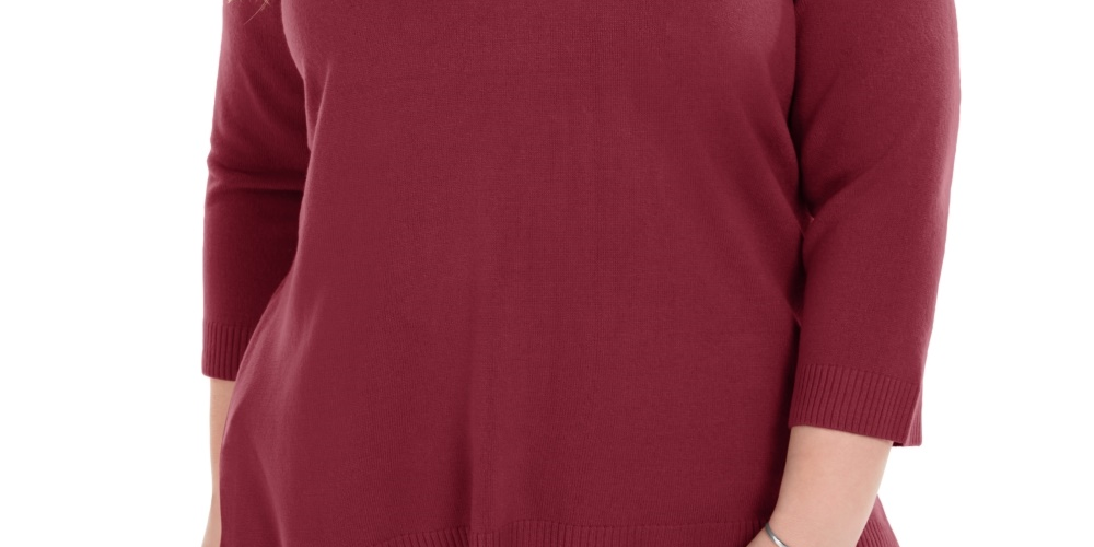 Karen Scott Women's V Neck Luxsoft Sweater Red Size 3X