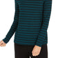 Charter Club Women's Striped Turtleneck Top  Green Size Large