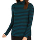 Charter Club Women's Striped Turtleneck Top Green Size Medium