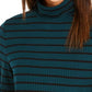 Charter Club Women's Striped Turtleneck Top Green Size Medium
