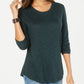 Style & Co. Women's Long Sleeve Scoop Neck Top Green Size Medium