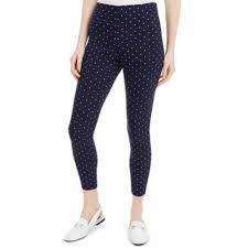 Maison Jules Women's Printed Ponte Knit Pants Navy Size Medium