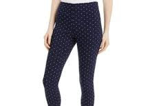 Maison Jules Women's Printed Ponte Knit Pants Navy Size Medium