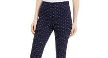 Maison Jules Women's Printed Ponte Knit Pants Navy Size Medium