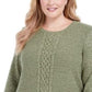 Karen Scott Women's Cable Knit Panel Sweater Green Size Small